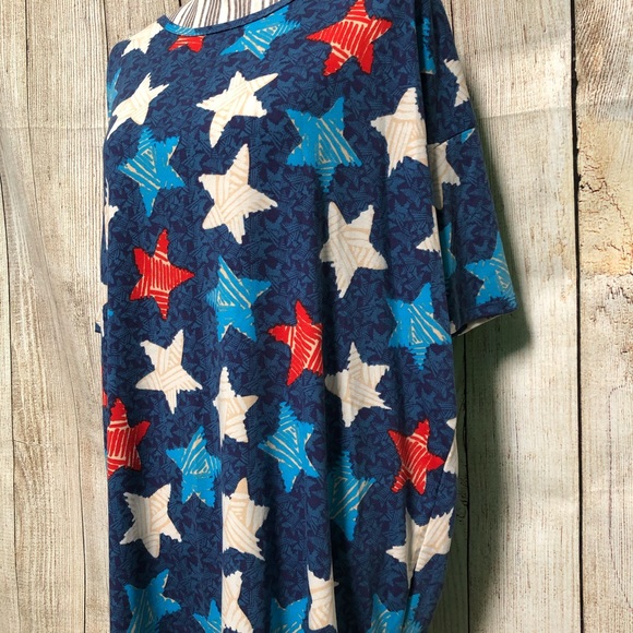 LuLaRoe Red White & Blue Stars Casual Top - Picture 2 of 6